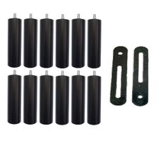 Kit 12 Pés De Cama Box ou Baú Queen King Tubo Preto 13cm C/ Chapa União Bipartida Ortobom Probel