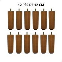 Kit 12 Pés de Madeira para Cama Box King Queen Reforçado 12cm