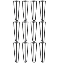 Kit 12 Pés de Metal 25 CM Hairpin Legs Mesas de Centro Puffs Preto G41