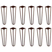 Kit 12 Pés de Metal 30 CM Hairpin Legs Mesa de Canto Rack e Puffs Bronze G41