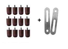 Kit 12 Pés P63 Marrom Cama Box/baú Queen King + 2 Chapa União