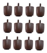 Kit 12 Pés para Cama Box Baú Queen Ou King JR Marrom 4cm altura madeira maciça