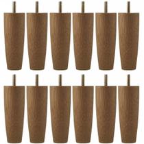 Kit 12 Pés Para Cama Solteiro 12cm Pé Cama Box Em Madeira