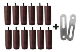 Kit 12 Pés Tdc Marrom Cama Box/baú Queen King + 2 Chapa Unir