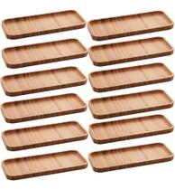Kit 12 Petisqueiras Bandeja Retangular De Bambu 28x11cm Prat