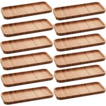 Kit 12 Petisqueiras Bandeja Retangular de Bambu 28x11cm Prato Salgados Petisco Hire Lyor