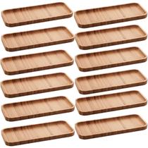 Kit 12 Petisqueiras Bandeja Retangular de Bambu 28x11cm Prato Salgados Petisco Hire Lyor