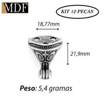 Kit 12 Pezinho Medio para Caixa e Bandeja Prata Velho