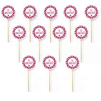 Kit 12 Picks Decorativos Arranjo de Flor Madeira Eu Amo Você