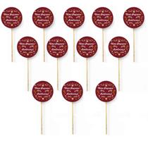 Kit 12 Picks Decorativos Arranjo de Flores Madeira Lembrança