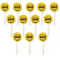 Kit 12 Picks Decorativos Arranjo de Flores Madeira Lembrete