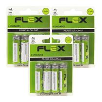 Kit 12 Pilha Alcalina Flex AA - 3 Cart c/4 un