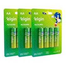 Kit 12 Pilhas AA Alcalina Elgin 1,5v Pequena Comum 3 Cartelas 12 Unidades Kit 12 Pilhas AA Alcalina Elgin 1,5v Pequena Comum 3 Cartelas 12 Unidades