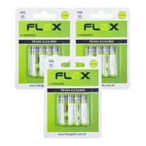 Kit 12 Pilhas Alcalina Flex AAA - Cartela com 4 un
