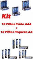 kit 12 Pilhas Palito AAA + 12 Pilhas Pequena AA (Panasonic)