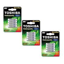 Kit 12 Pilhas Recarregáveis AAA 950mAh Toshiba 1.2V Ni-MH TNH3GAE
