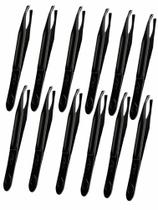 Kit 12 Pinças De Sobrancelha Nzx Preta Profissional