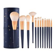 Kit 12 Pincéis de Maquiagem Cerdas de Nylon no Estojo P/ Bolsa Viagem