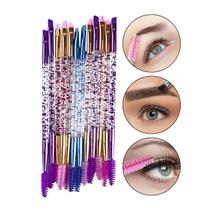 Kit 12 Pincel Duplo Escovinha Chanfrado Cabo Glitter Sobrancelha Cílios Make Olhos Rosto
