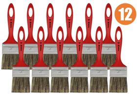 Kit 12 Pincel Trinchas Para Pintura Tigre Media 500 2 Polegadas Cerda Gris Parede Látex Acrílico