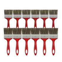 Kit 12 Pincel Trinchas Para Pintura Tigre Media 500 6 2.1/2 E 6 3" Polegadas Cerda Gris Parede Látex Acrílico