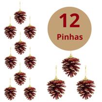 Kit 12 Pinha Enfeite Decoração De Árvore de Natal - Vai de Tech