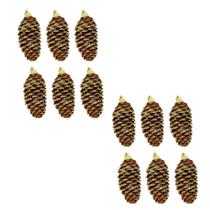Kit 12 Pinhas Naturais Enfeite Natal Árvore Dourada 6cm Kit 12 Pinhas Naturais Enfeite Natal Árvore Dourada 6cm