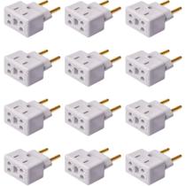 Kit 12 Pino Adaptador Bob Quad Branco 10/20A Bivolt