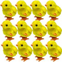Kit 12 Pintinhos Amarelinho Divertido Pelúcia a Corda Castela