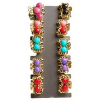 Kit 12 Piranhas Presilhas Metal Cabelo Strass Ouro Velho