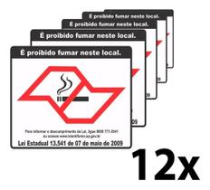 Kit 12 Placa Proibido Fumar Pvc Jaime