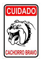 KIT 12 Placa Sinalização Cuidado Cachorro Bravo 20x30