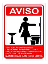 KIT 12 Placa Sinalização Mantenha Limpo Feminino 15x20