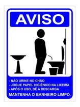 KIT 12 Placa Sinalização Mantenha Limpo Masculino 15x20