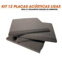 Kit 12 Placas Acusticas Lisas - Absorção Total de Som 50x50