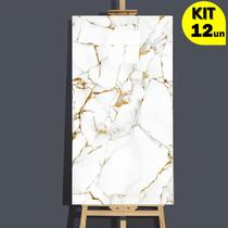 Kit 12 Placas Adesiva Revestimento Mármore 3D Vinílico Alto Brilho 30x60cm