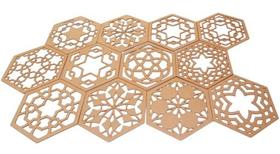 Kit 12 Placas Hexagonal Colmeia Garden Mdf Cru Parede 28 Cm