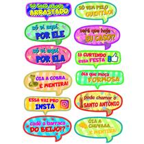 Kit 12 Plaquinhas Festa Junina para Decoração com Palitos Kit 12 Plaquinhas Festa Junina para Decoração com Palitos