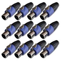 Kit 12 Plug Conector Speakon Reforçado 4 Pinos Soundking
