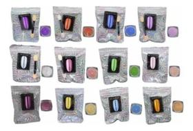Kit 12 Pó Cromo Metalizado Unhas Cromado Decoração Atacado