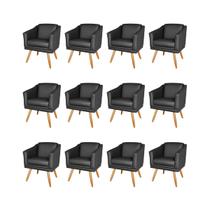 Kit 12 Poltronas Decorativa Valentina Sala Recepção Escritório Revestimento Sintético Preto Kit 12 Poltronas Decorativa Valentina Sala Recepção Escritório Revestimento Sintético Preto