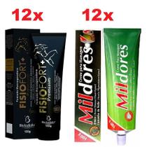 Kit 12 Pomada FisioFort Premium 150g + 12 Pomada Mil Dores