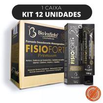 Kit 12 Pomada Massageadora Fisiofort Premium Preta - 150g - Bio Instinto