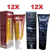 Kit 12 Pomada Massageadora Milagrosa + 12 Gel Cartilagem de Tubarão 150g Kit 12 Pomada Massageadora Milagrosa + 12 Gel Cartilagem de Tubarão 150g