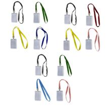 Kit 12 Porta Crachá Transparente Cordão Cores Sortidas