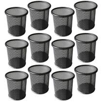 Kit 12 Porta Lápis Organizador Escritório Mesa Treco Caneta Cj - Preto