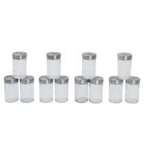 Kit 12 Porta temperos com tampa giratória inox e vidro 90ml - Mozcada