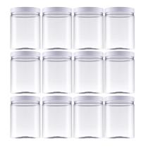 Kit 12 Pote De Plástico Cristal Com Tampa 1 Litro Mantimento - Kit 12 Pote De Plástico Cristal Com Tampa 1 Litro Mantimento -