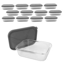 Kit 12 Pote De Vidro Com Tampa Hermética Marmita Retangular 1000ml Kit 12 Pote De Vidro Com Tampa Hermética Marmita Retangular 1000ml