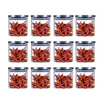 Kit 12 Pote De Vidro Porta Mantimentos Condimentos Tampa Inox Hermético 600ml